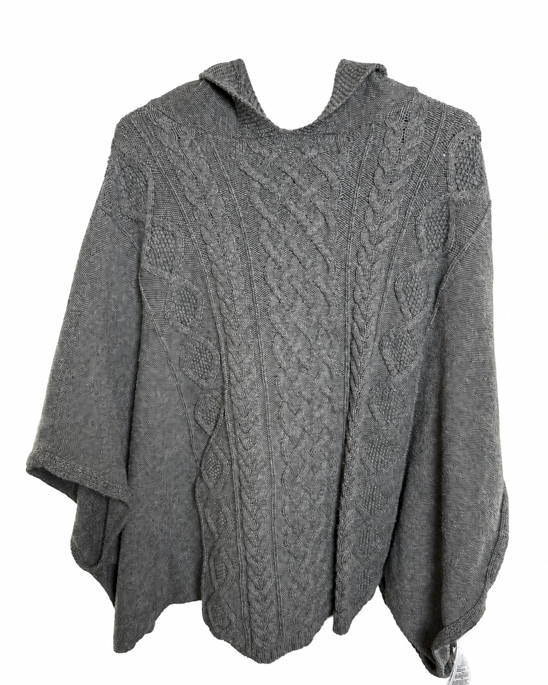 Gap Kids Cable Knit Hooded Poncho Sweater - Charcoal Gray - Size Large (L)