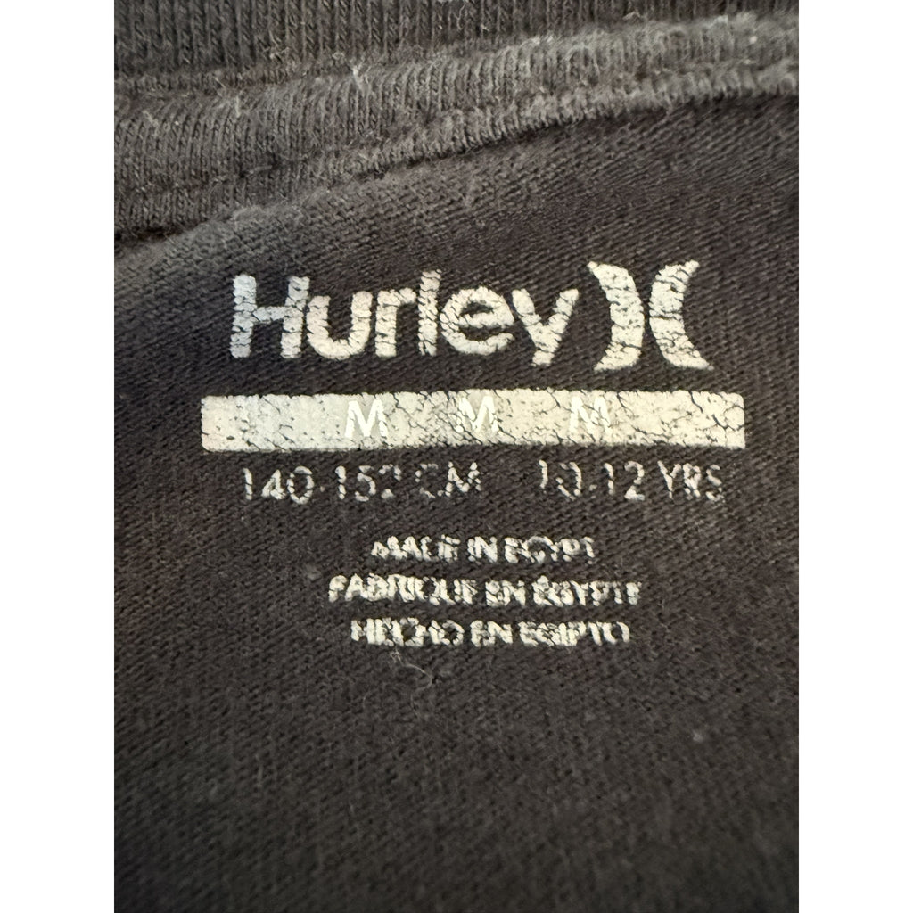 Hurley Boys Black Graphic Logo Tee – Green Camo | Size Medium (10–12)