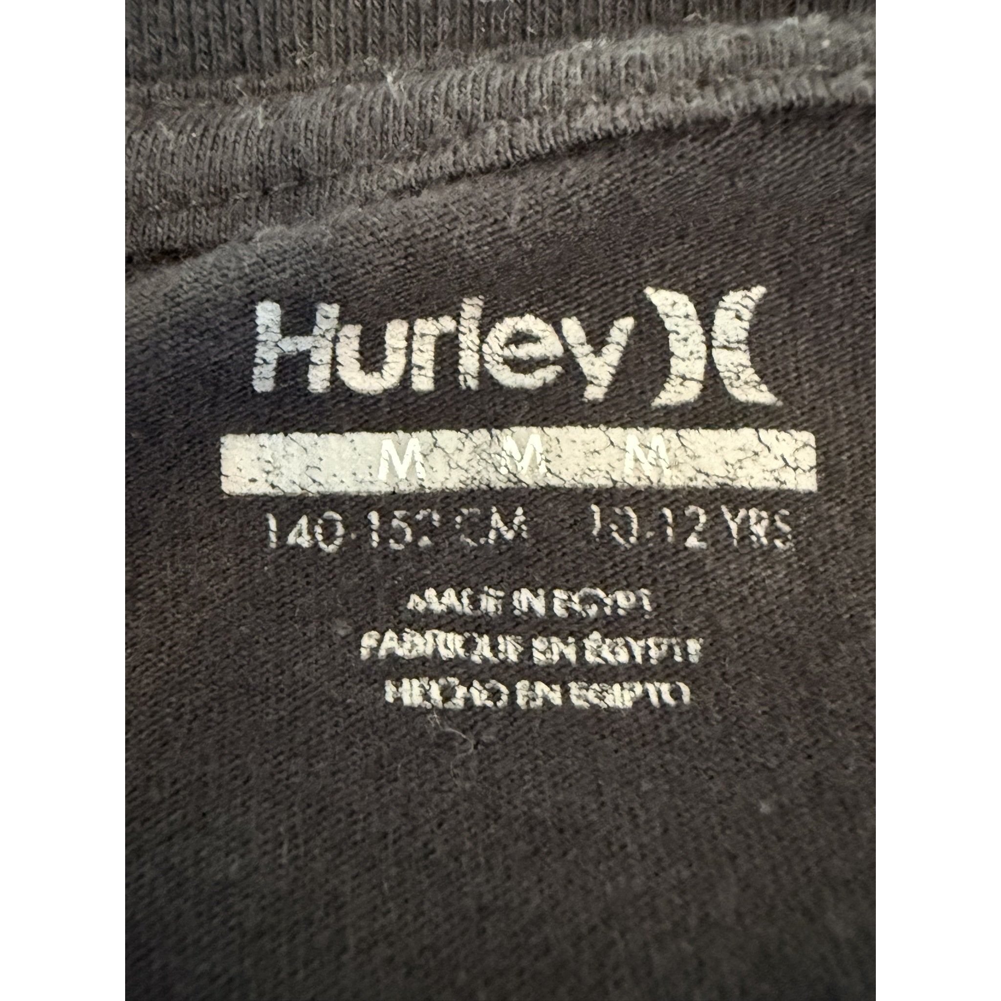 Hurley Boys Black Graphic Logo Tee – Green Camo | Size Medium (10–12)